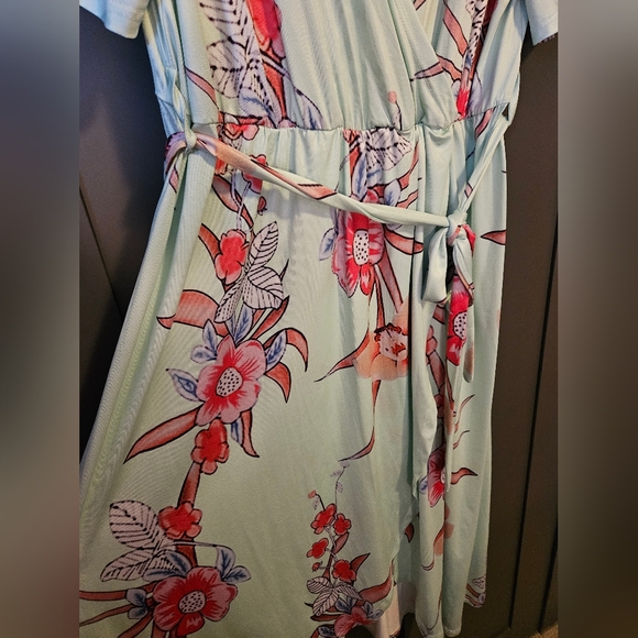 🩷5/$25🩷 Floral Print Mint Dress, Plus Size 1X - Picture 9 of 12